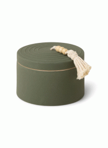 CFH1202EU Cypress and Fir Ceramic Candle Paddywax with Lid and Beaded Hang Tag 283g - Dark Green